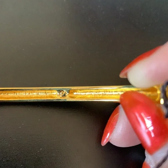 Swarovski Crystal Pave Gold Bangle Bracelet - Picture 5 of 8